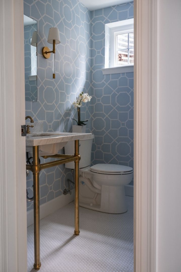 hall bathroom in custom home in Alexandria