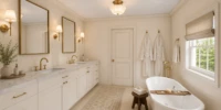 Primary bath with double vanity and soaking tub at 2715 S Hayes St, Arlington VA